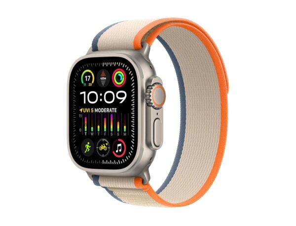 Apple Watch Ultra 2 GPS + Cellular, 49mm Titanium Case with Orange/Beige Trail Loop- M/L
