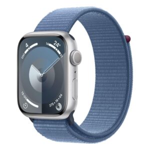 Apple Watch Series 9 GPS 45mm Silver Aluminium Case with Sport Loop - Winter Blue
