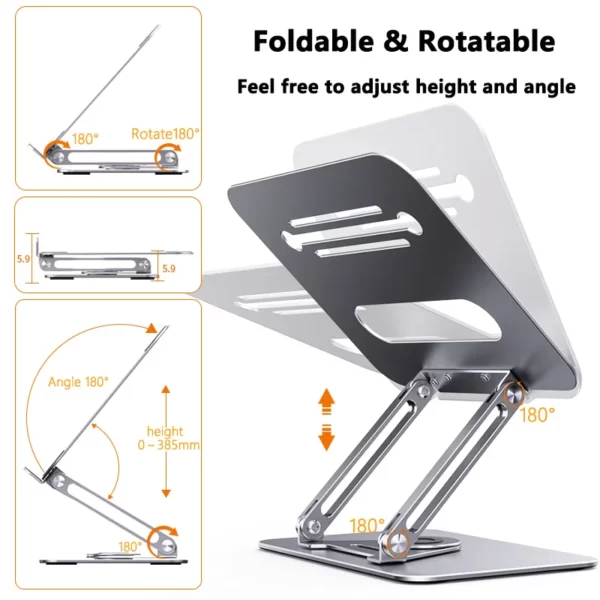 Multifunction Laptop Stand 360 Rotatable Notebook Holder Liftable Aluminum Alloy Stand Compatible with 10 17Inch Laptop.jpg 2