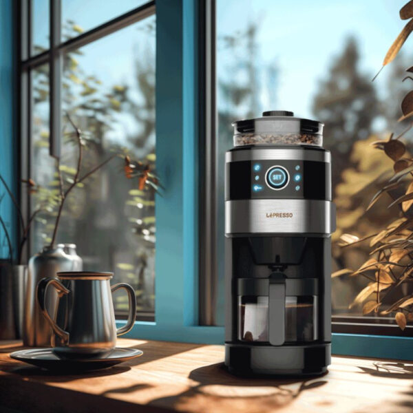 LePresso 750ml 6 Cup Drip Bean Grinder Coffee Brewing Machine - Black