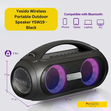 Yesido Wireless Portable Outdoor Speaker YSW19 Black 4