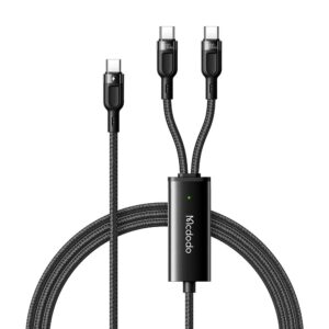 Mcdodo CA-7470 2in1 100W PD Type-C to Dual Type-C LED Data-Charging Cable 1.2M-Black