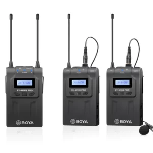 BOYA UHF Wireless mic with one receiver and two transmitter - Black