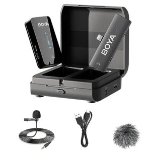 BOYA 2.4GHz Wireless Microphone for mobile device like smartphone, PC, tablet (1transmitter+1receiver with Lightning jack) - Black