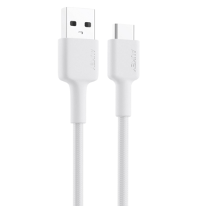 Aukey Braided Nylon USB 2.0 to USB-C Cable (0.9m) - White