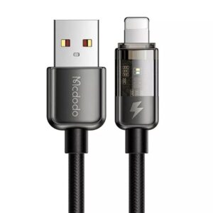 Mcdodo Auto Power Off Transparent USB to Lightning Cable Iphone 1.2m - Black