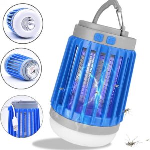 Conpex Solar Powered Mosquito Lamp Bulb,3 in 1 Mosquito Killer Lamp Insect & Fly Killer, Waterproof Camping Light & Power Bank for Indoo - Blue
