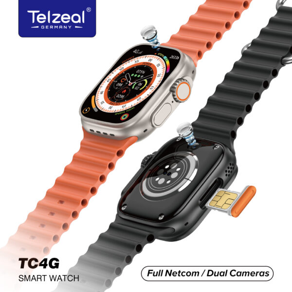 Telzeal TC4G Dual Camera & SIM Support Smartwatch - 3 Straps
