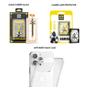 Combo iphone 15 Pro Max - Screen Protector Glass + Anti Burst Case + Camera Lens