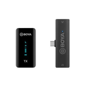 BOYA 2.4GHz Wireless Microphone for mobile device like smartphone, PC, tablet (1transmitter+1receiver with Type-C jack) - Black