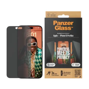 PanzerGlass Ultra Wide Fit Screen Protector for iPhone 15 Pro Max (6.7) - Privacy