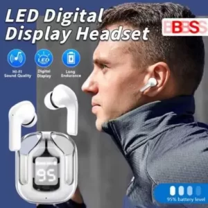 wireless earbuds dual stereo led digital display transparent original imagufqzygujaeez