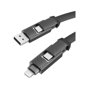 Bazic GoCharge Alucable 4 In 1 Input USB-A And USB-C To Output USB-C And Lightning Cable 1m - Black