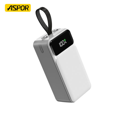 Aspor A318 22.5W 40000mAh Fast Charging Power Bank with 3 Cables - White