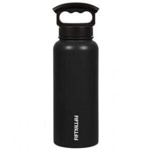 Fifty Fifty Vacuum Insulated Bottle 3 Finger Lid 1L - Matte Black
