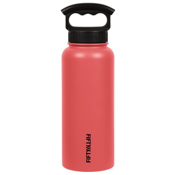 Fifty Fifty Vacuum Insulated Bottle 3 Finger Lid 1L - Coral