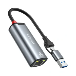 Yesido HB26 2 in 1 USB+USB-C/Type-C to Ethernet Adapter