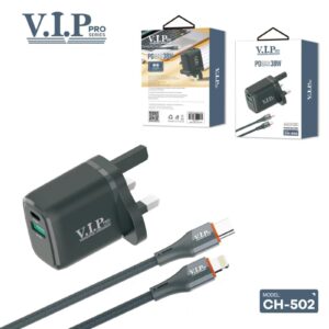 VIP Pro Series Power Delivery Compact Charger With Type-C to Lightning Cable (CH-502)