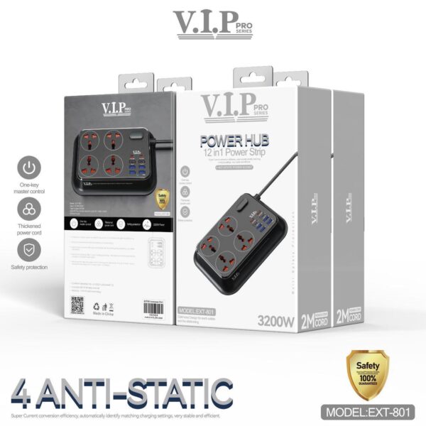 VIP Pro Series Power Hub 12-in-1 Power Strip 3200W (EXT-801)