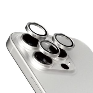 PanzerGlass Hoops Camera Lens Protector for iPhone 15 Pro/15 Pro Max - White Titanium