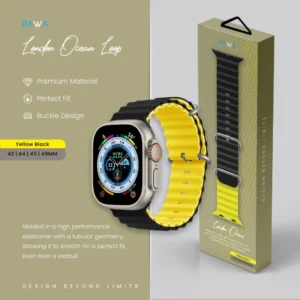Pawa London Ocean Watch Strap Ultra/Series8 49/45/44/42MM - Black/Yellow