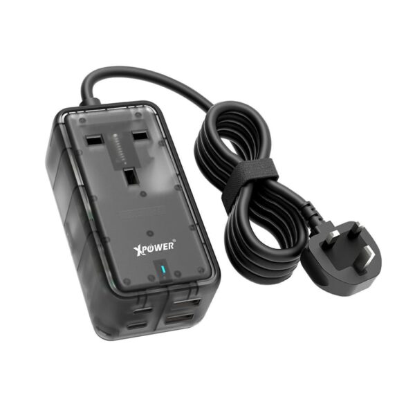 XPower PS1C 65W 5 Output Power Strip - Transparent Black