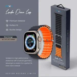 Pawa London Ocean Watch Strap Ultra/Series8 49/45/44/42MM - Blue/Orange