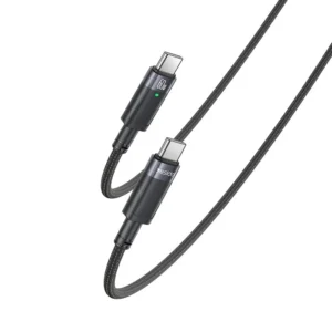 Yesido CA160 1.2m 60W Type-C to Type-C Auto Power-off Charging Cable – Black
