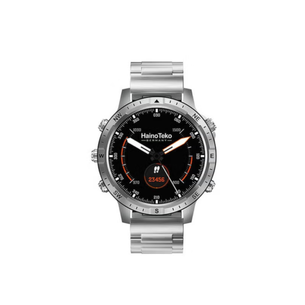 Haino Teko Germany RW49 Round Shape AMOLED Display Smart Watch With 3 Pair Strap - Silver