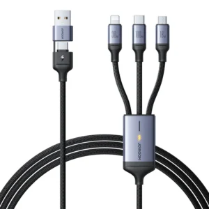 Joyroom SA21-2T3 100W 6-in-1 Fast Charging Cable (USB-A / Type-C / Lightning) - Black