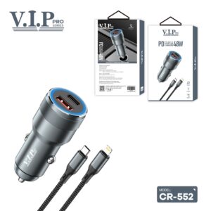 VIP Pro Series Fast Car Charger With Usb-c To Lightning Cable Pd 48w (CR-552)