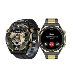 Haino Teko Germany RW42 Round Shape AMOLED Display Smart Watch With 2 Pair Straps - Black/Gold