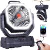 Camping Fan Auto Oscillating Rechargeable Fan with LED