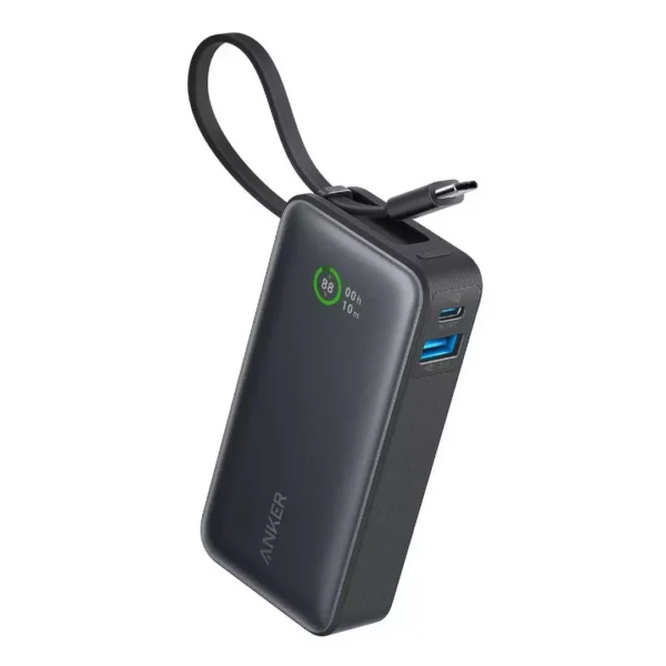 Anker 533 Nano Power Bank (30W, Built-In USB-C Cable) – Black