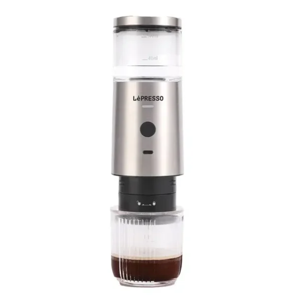 LePresso Stainless Steel Portable Espresso Maker Powder and Nespresso Pods with 9 Bar Pressure, 100ml Water Tank Capacity - Silver