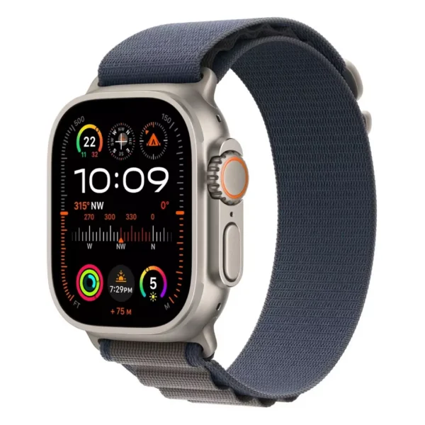 Apple Watch Ultra 2 GPS + Cellular, 49mm Titanium Case with Blue Alpine Loop - Large