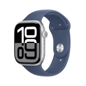 Apple Watch Series 10 GPS + Cellular 46mm Silver Aluminium Case with Denim Sport Band