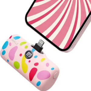 IWalk Linkme Pro iPhone Fast Charge 4800mAh Pocket Battery - Pink Bubble Pattern