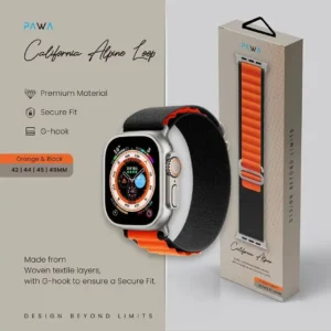 Pawa California Alpine Watch Strap Ultra/Series 49/45/44/42MM - Orange/Black