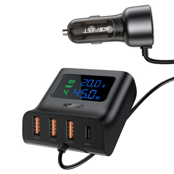 Acefast Fast In Car Charger Splitter With Digital Display 138W (B11)