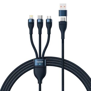 Baseus Cable Flash Series Ⅱ Two-for-three Fast Charging Data Cable USB to M+L+C 100W 1.2m - Blue