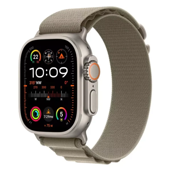 Apple Watch Ultra 2 GPS + Cellular, 49mm Titanium Case with Olive Alpine Loop