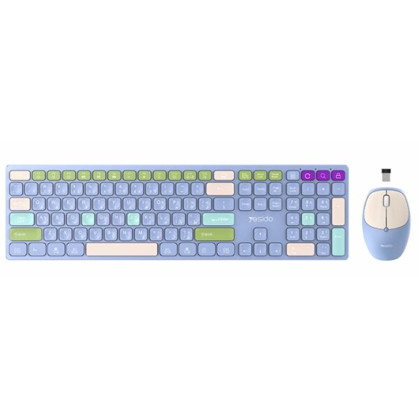 Yesido KB19 2.4G Mixed Color Wireless Keyboard Mouse Set - (Color Arabic Version)