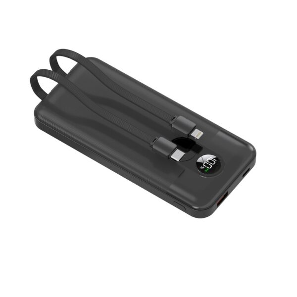 Porodo 10000mAh Powerbank Integrated Cable - Black