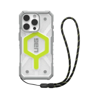 UAG Iphone 16 Pro Magsafe Pathfinder Clear Case - Active Neon Case + Black Neon Lanyard