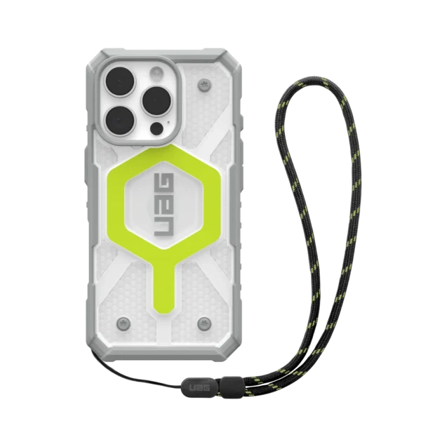 UAG Iphone 16 Pro Magsafe Pathfinder Clear Case - Active Neon Case + Black Neon Lanyard