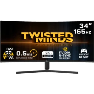 Twisted Minds TM34WQHD165VA 34" WQHD VA, 165HZ, 0.5ms, HDMI 2.1, Curved Gaming Monitor - Black