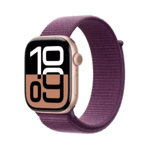 Apple Watch Series 10 GPS 42mm Rose Gold Aluminium Case with Plum Sport Loop