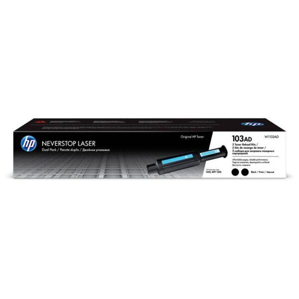 HP 103AD Dual Pack Black Original Neverstop Laser Toner Reload Kit - 2.5K Pages Black Color Laser Toner Reload Kit