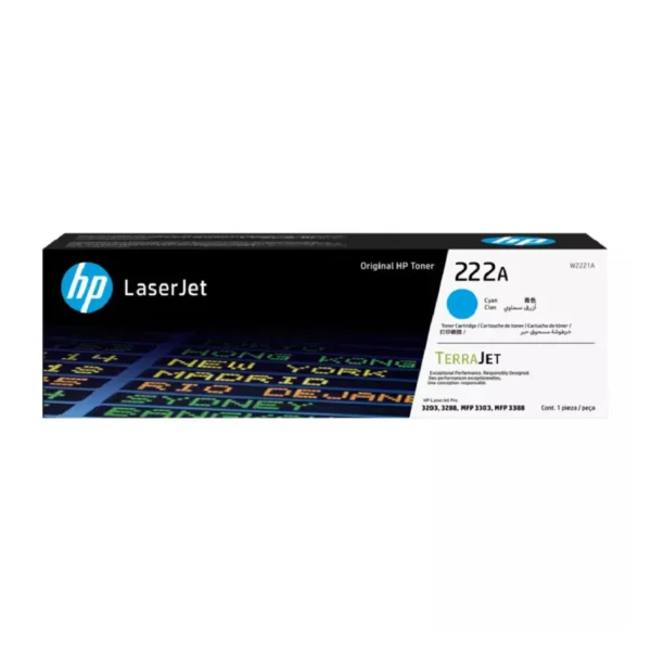 HP 222A Cyan Original LaserJet Toner Cartridge - 1200 Pages / Cyan Color / Toner Cartridge